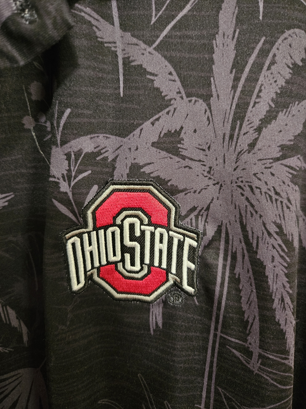 Colosseum Black Polo with Purple Tropical Print and Ohio State Patch - Picture 3 of 6